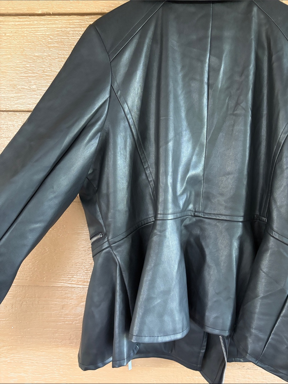Eloquii Classic Black Leather Asymmetrical Moto Jacket -Sz 16 - Picture 10 of 10
